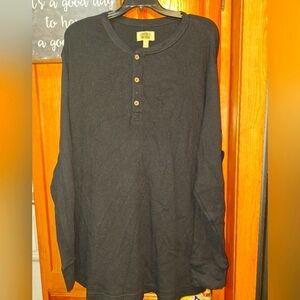 Foundry Men's Black Henley Shirt In A Suze 3XLT. Base Layer, Winter, Fall